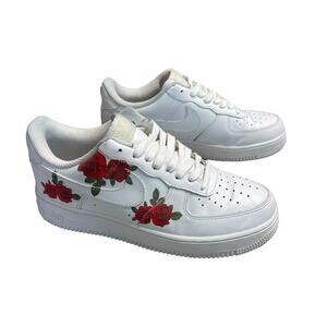 NIKE Air Force 1 Custom ‘Red Roses’ Low Top Sneakers Women’s